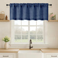 OVZME Navy Blue Valance for Windows, Light Filtering Faux Linen Textured Small by OVZME