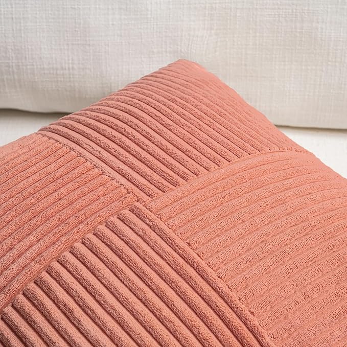 Fancy Homi 2 Packs Coral Big Decorative Throw Pillow Covers 24x24 Inch - Image 3