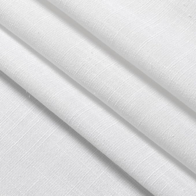 Nanspring White Linen Cafe Curtains 24 Inch Length Light Filtering Semi Sheer - Image 7