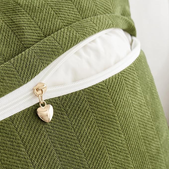 MIULEE Pack of 2 Moss Green Decorative Pillow Covers 22x22 Inch Soft Chenille - Image 3