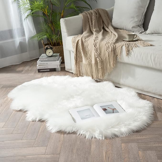 MIULEE Luxury Soft Fluffy Area Rug 3x5 Feet, Faux Fur Sheepskin Rug Decorative - Image 6