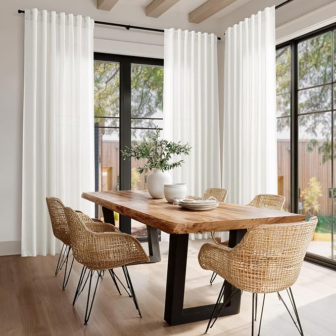 Nanspring Beige White Linen Curtains 90 Inches Long - Image 7