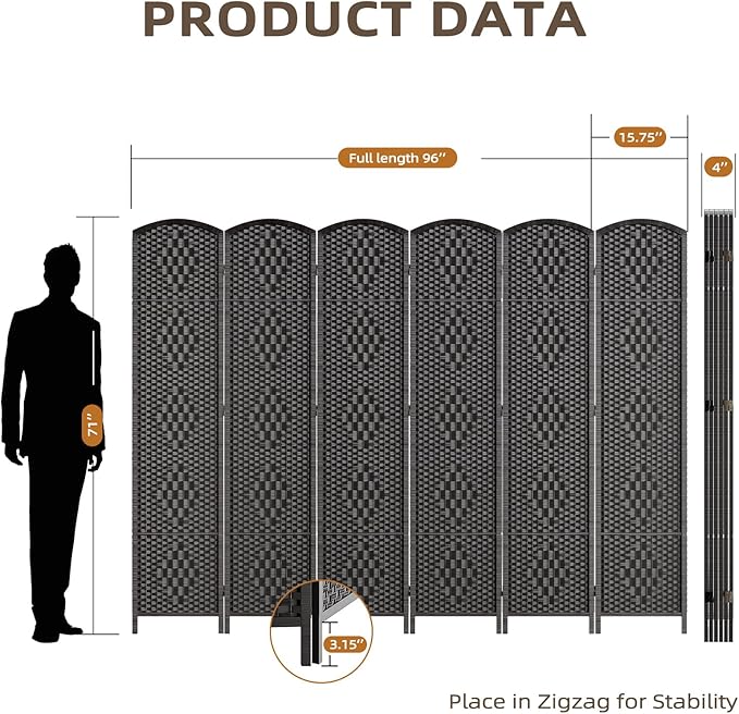 HALLYBEE Room Divider for Space Separation, Room Dividers and Folding Privacy - Image 3