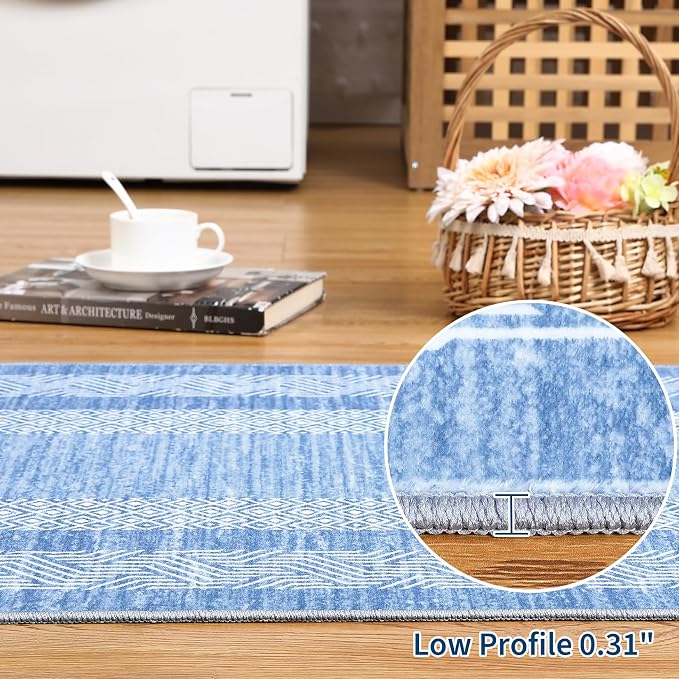 GarveeHome 2.5x8 Modern Bordered Runner Rug Soft Non Slip Washable Floor Carpet - Image 6