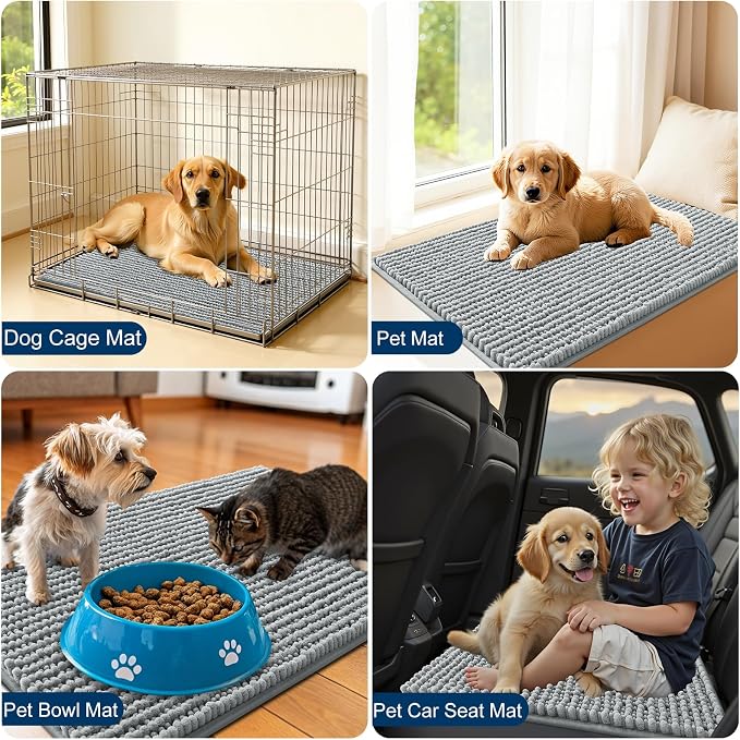 OLANLY Dog Door Mat for Muddy Paws 34x21, Ultra Absorbent Chenille Mud Doormat - Image 7