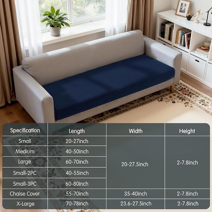 Hokway Stretch Couch Cushion Slipcovers X-Large Reversible Cushion Replacement - Image 2