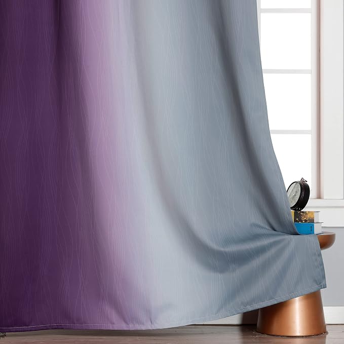 Ombre Purple and Gray Blackout Curtains 63 Inch Length 2 panels, Full Room - Image 6