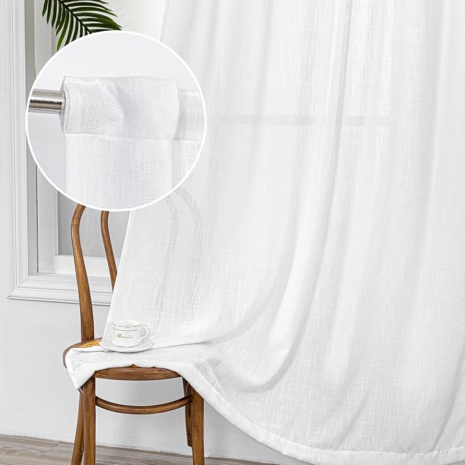 MYSKY HOME Floor to Ceiling Curtains 108 Inches White Sheer Window Drapes 2 - Image 9