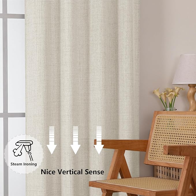 Chyhomenyc Natural Valance for Windows, Light Filtering Faux Linen Slub - Image 7