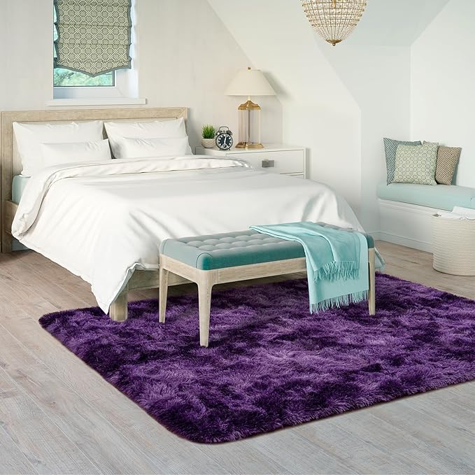 Goideal Fluffy Rug for Bedroom Living Room, 3x5 Purple Area Rugs, Faux Fur Shag - Image 3
