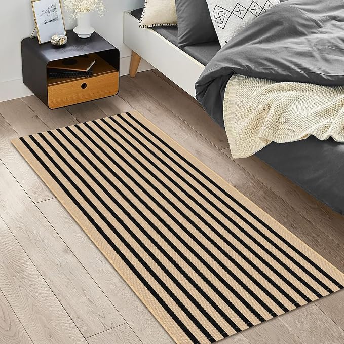 IOHOUZE Striped Area Rug 2'x4.3' Front Door Rugs Small Washable Area Rug - Image 3