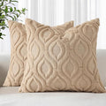 decorUhome Throw Pillow Covers 16x16 Inch Set of 2, Soft Plush Faux Wool Light by decorUhome