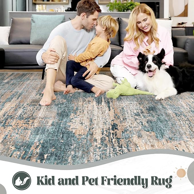 6x9 Area Rugs for Living Room, Washable Modern Abstract Large Area Rug Neutral - Image 3