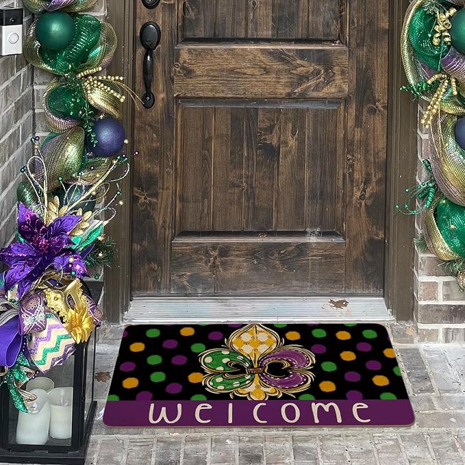Mardi Gras Door Mat, Entryway Front Porch Welcome Mat - Image 2