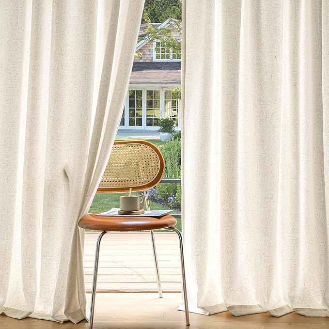 MIULEE Non-See-Through Privacy Linen Curtains 2 Panels, Light Filtering Window by MIULEE