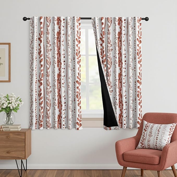 MEETSKY Boho Terracotta Blackout Curtains 63 Inches Long 2 Panels by MEETSKY