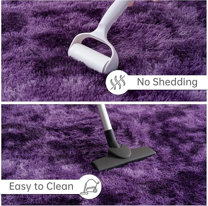 Goideal Fluffy Rug for Bedroom Living Room, 3x5 Purple Area Rugs, Faux Fur Shag - Image 7
