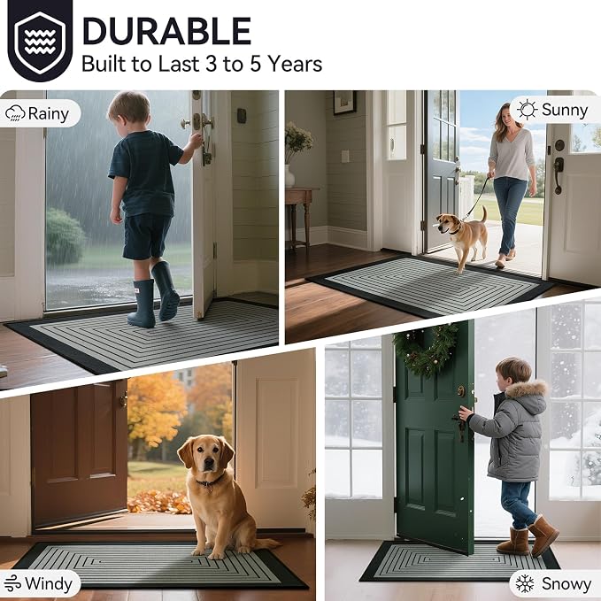 Front Door Mat 31''x47'', Absorbent Dirt Resist Washable Non Slip Low-Profile - Image 9