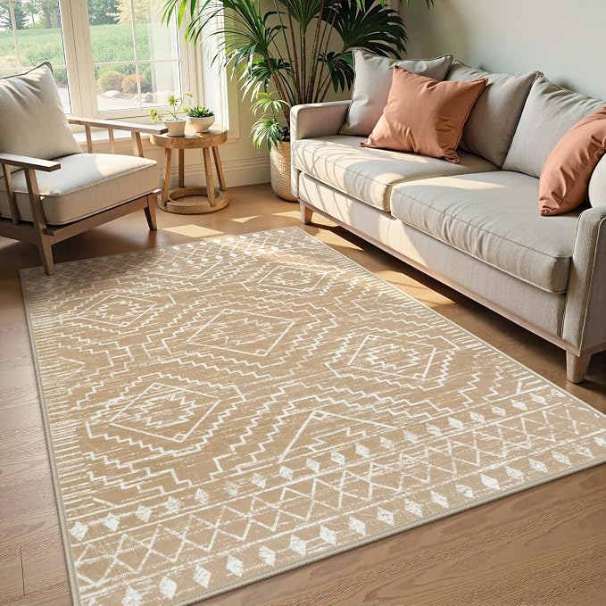 Wonnitar Moroccan Washable Area Rug 4x6, Non-Slip Rugs by Wonnitar