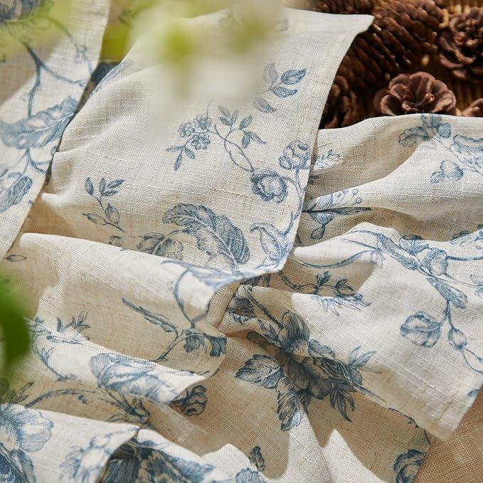 jinchan Amlie Ruffled Floral Valance Curtain Shabby Chic Linen Kitchen Valance - Image 7