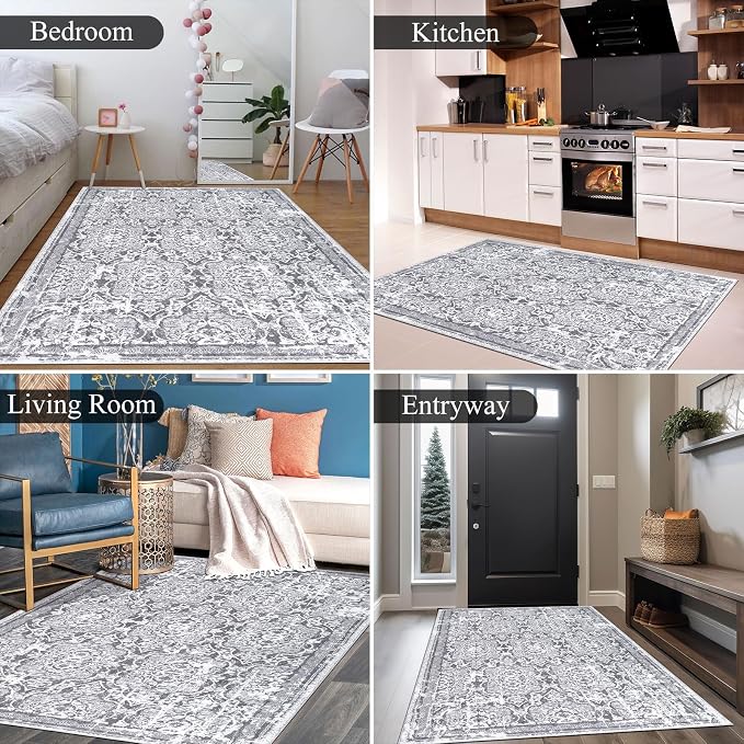 Vaukki Living Room Rug, Vintage Shaggy Soft Laundry Rug, Non Slip Kitchen Area - Image 4