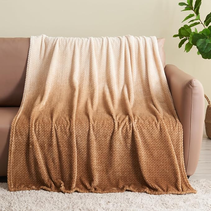 NEWCOSPLAY Super Soft Twin Blanket Ombre Brown Premium Silky Flannel Fleece by NEWCOSPLAY