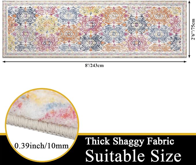 Vaukki Hallway Runner Rug, Vintage Shaggy Soft Laundry Rug Runner, Non Slip - Image 2