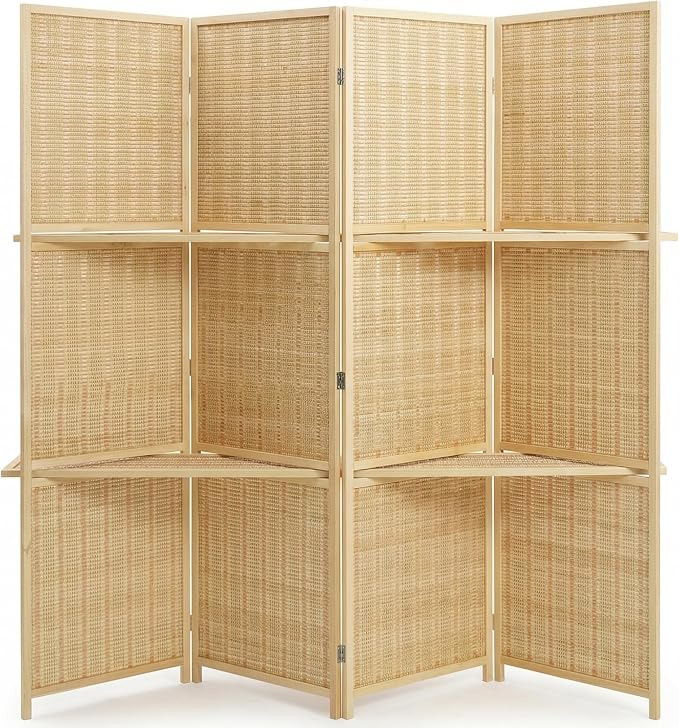 Bluecat 4 Panel Bamboo Room Divider by Unknown