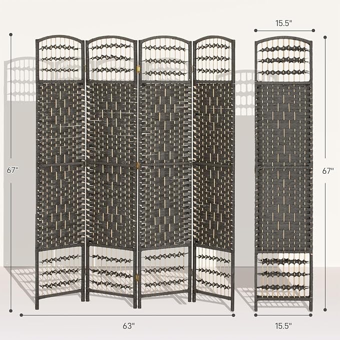 HOMCOM 4 Panel Room Divider, Folding Privacy Screen, 5.6' Room Separator - Image 7