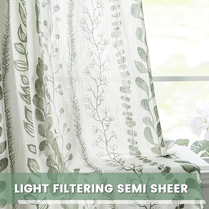MEETSKY Sage Green Curtains 84 Inches Long 2 Panels Boho Curtains - Image 4