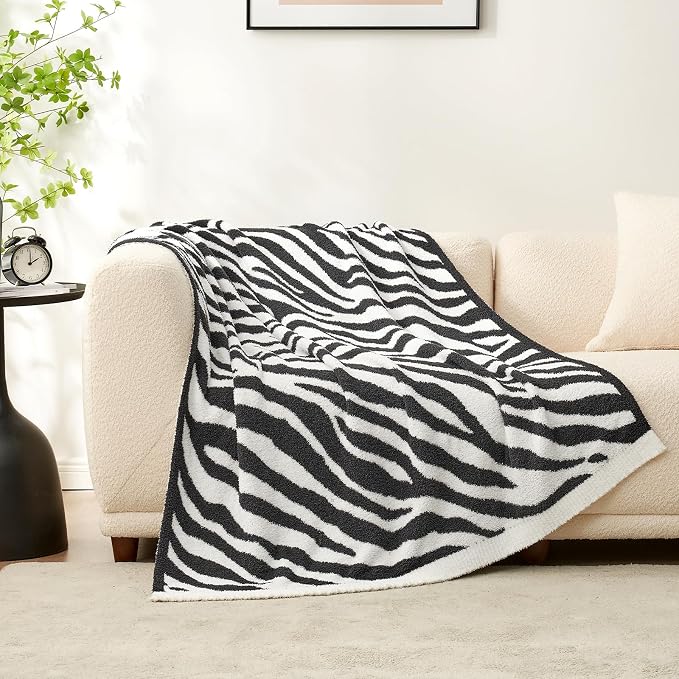 Snuggle Sac Zebra Blanket Black Zebra Print Blanket Ultra Soft Reversible Zebra - Image 3