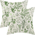 AEIOAE Summer Pillow Covers 18x18 Inch Set of 2, Olive Green Wild Flower Plant by AEIOAE