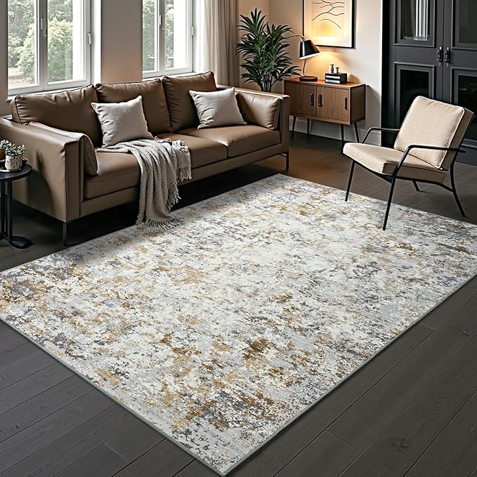 Toneed Abstract Area Rug Modern Washable Rug Soft Non Slip Rug Low Pile by Toneed