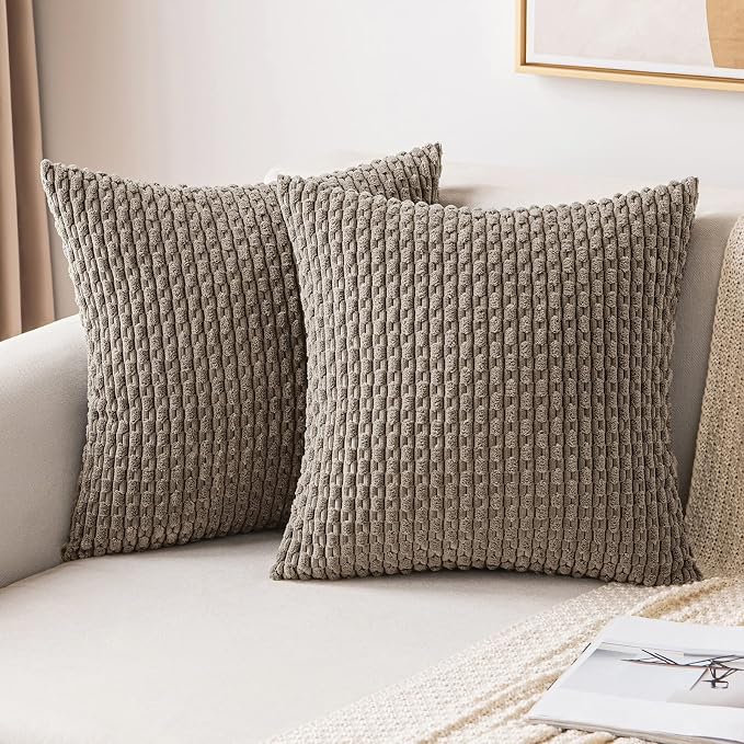 MIULEE Pack of 2 Decorative Throw Pillow Covers 16x16 Inch Soft Boho Striped by MIULEE