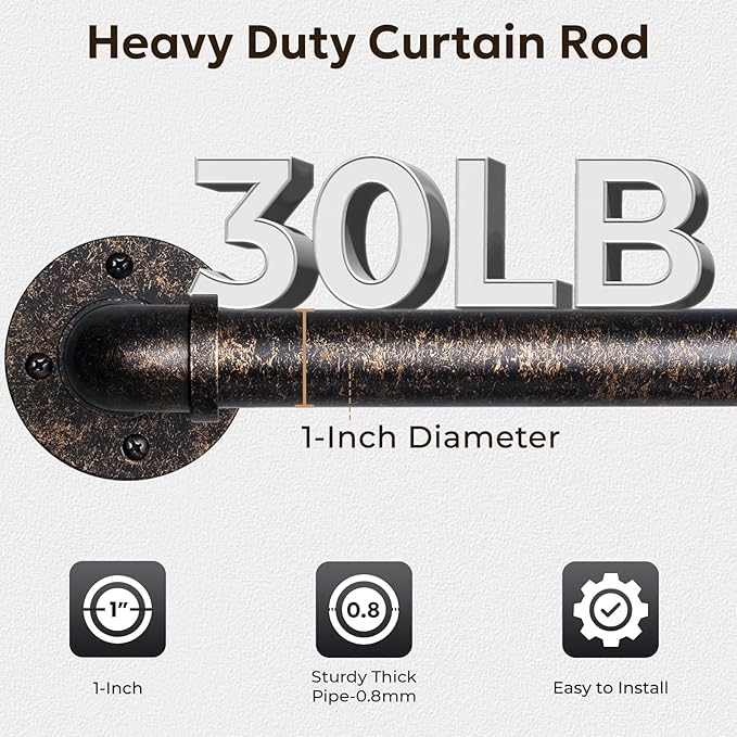Zeerobee Curtain Rods for Windows 32 to 48, 1 Inch Industrial Wrap Around - Image 4