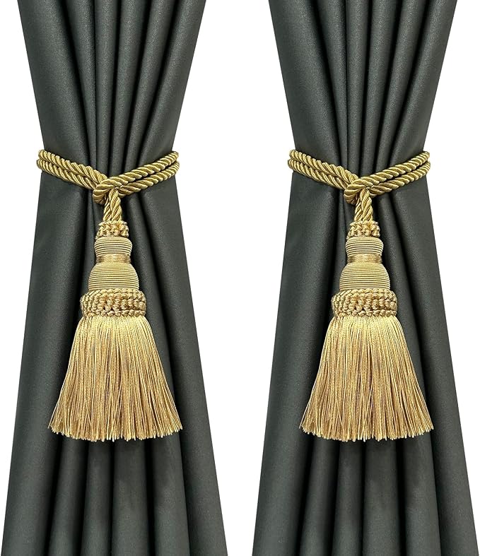 Fenghuangwu 2 Pack Curtain Tie Backs Rope Tassels by fenghuangwu