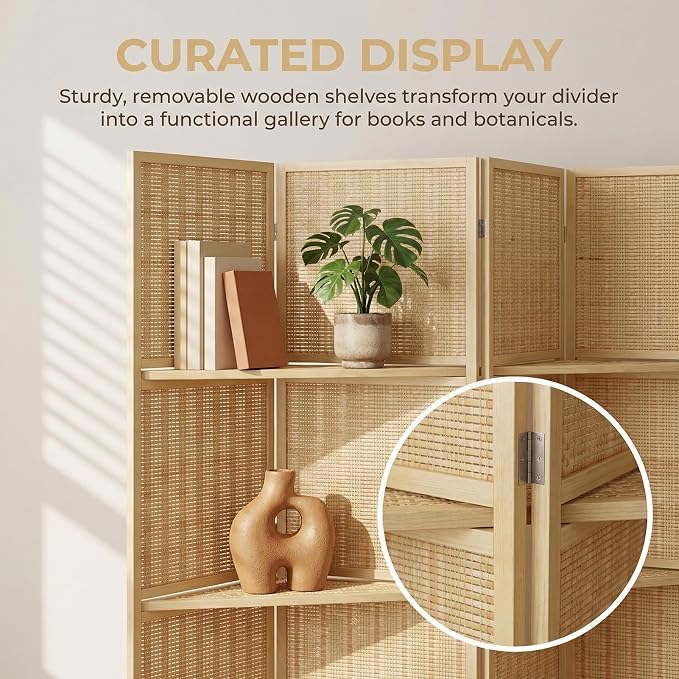 Bluecat 4 Panel Bamboo Room Divider - Image 2