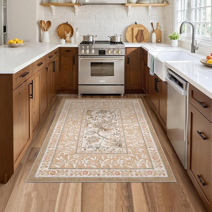 GarveeHome Provence 3x5 Rug Washable Non-Slip Low-Pile Indoor Rugs - Image 3
