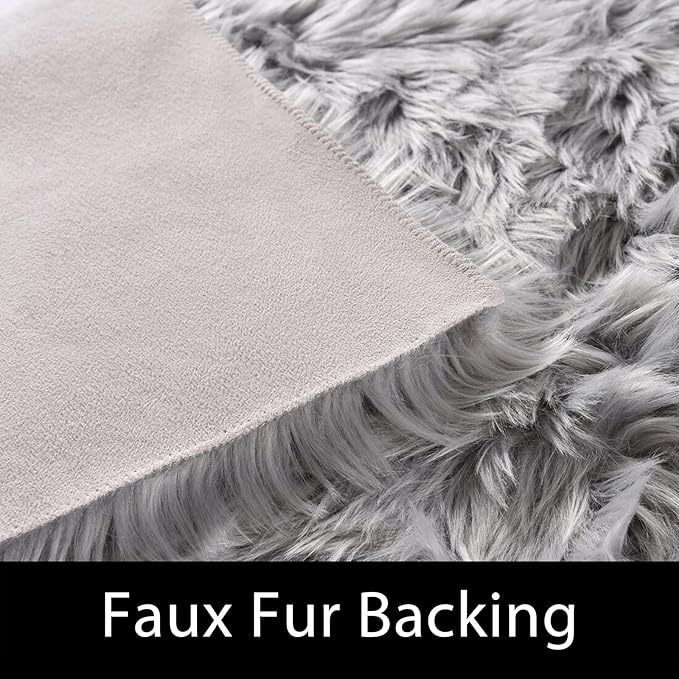 Latepis 3x5 Faux Sheepskin Rug, Faux Fur Rug - Image 3