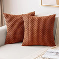 MIULEE Rust Throw Pillow Covers Soft Corduroy Decorative Set of 2 Boho Striped by MIULEE