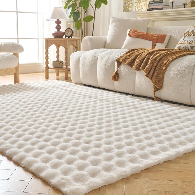 Lotus Karen Fluffy White Rug for Living Room Bedroom, 2x3 Big Bubble Plush shag - Image 8