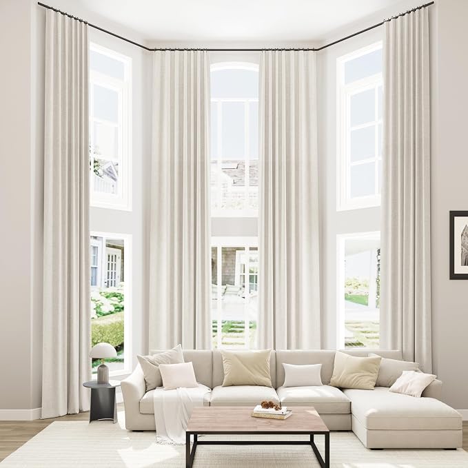 Guken Cream 100% Blackout Cream Linen Curtains 52 Inch Wide by 136 Inch 2 by Guken