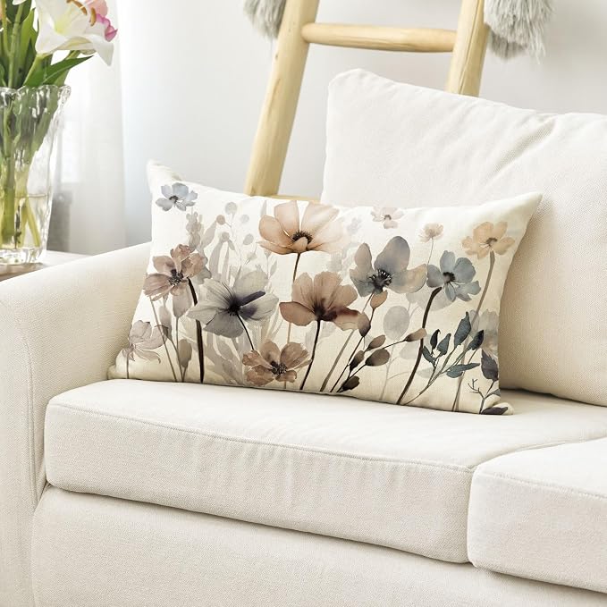 AVOIN colorlife Poppy Flowers Chinoiserie Spring Fall Throw Pillow Cover - Image 3