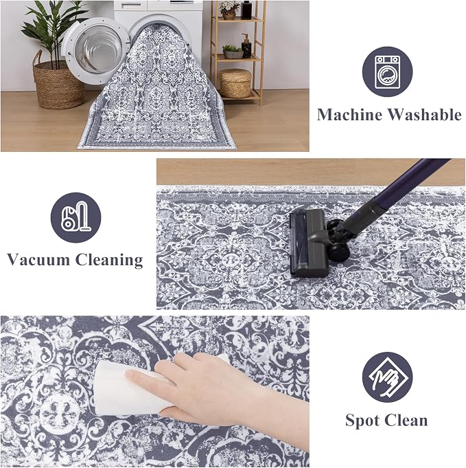 Vaukki Hallway Runner Rug, Vintage Shaggy Soft Laundry Rug Runner, Non Slip - Image 5
