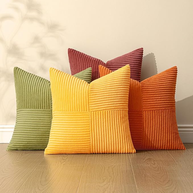 MIULEE Yellow Orange Rust Throw Pillow Covers 18x18 Inch 4 Packs Boho Farmhouse - Image 5