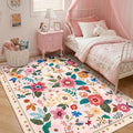 RELEANY Floral Nursery 3x5 Area Rugs Washable Print Boho Cute Carpet Non Slip by RELEANY