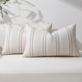Hckot Throw Pillow Covers 12x20 Set of 2 Striped Pillow Covers Textured Linen by Hckot