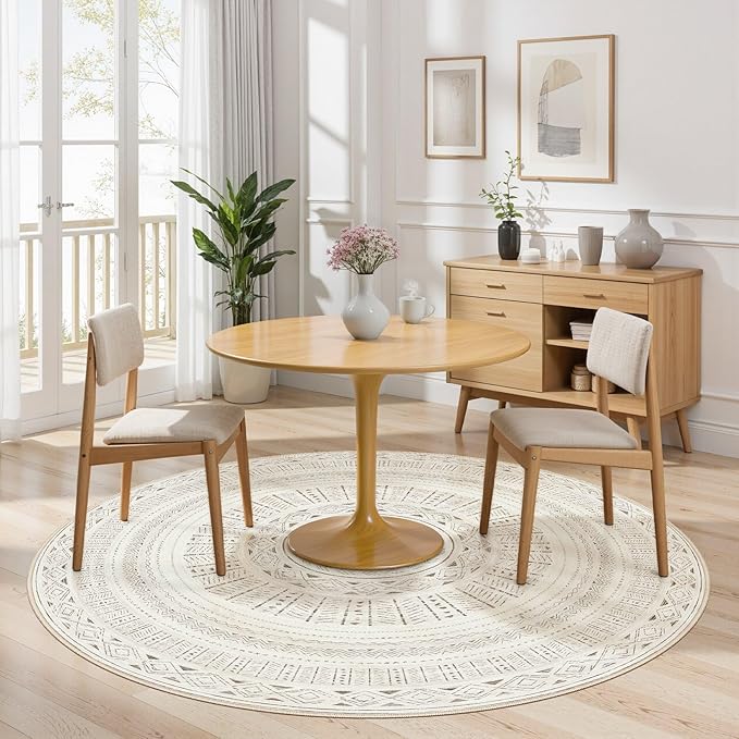 cotiled 5x5 Round Area Rug Living Room: Washable Boho Rugs - Image 4