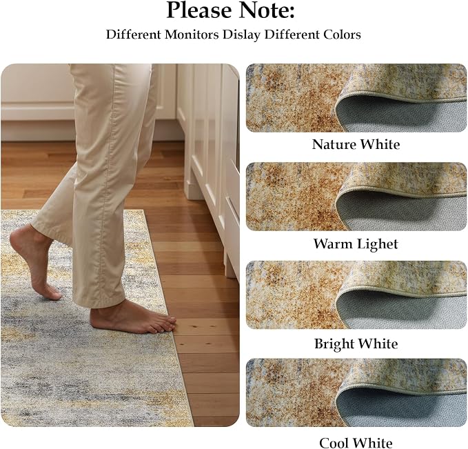 4x5 Washable Entryway Area Rug: Modern Abstract Runner Rugs Indoor Soft Non - Image 7