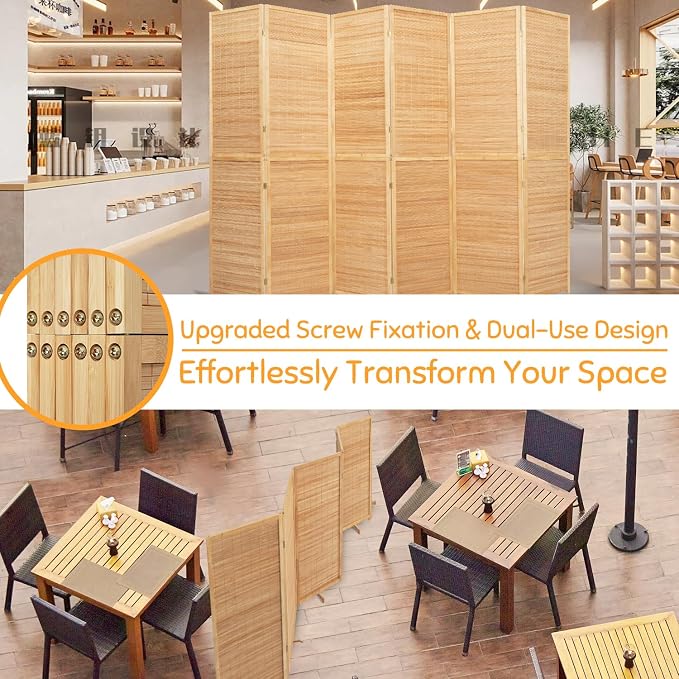Bamboo Room Divider Folding Privacy Screens, Wall Divider - Image 7